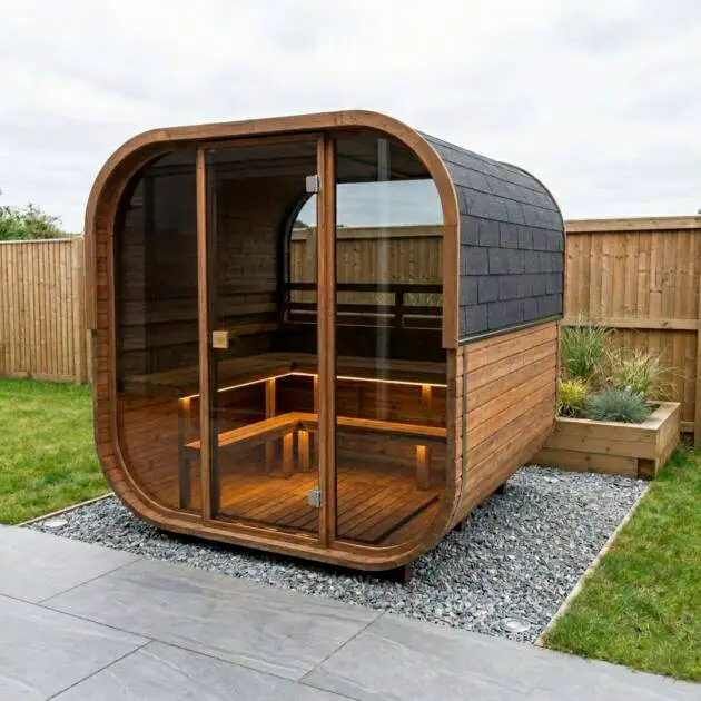 Cube 160 Sauna – 2-seat cube sauna with panoramic glass