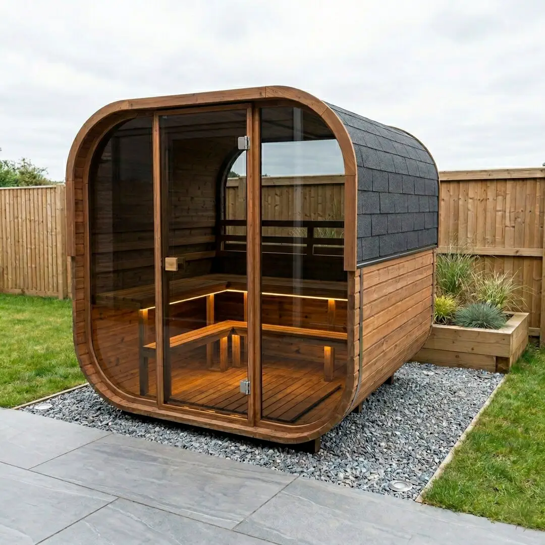 Cube 160 Sauna – 2-seat cube sauna with panoramic glass